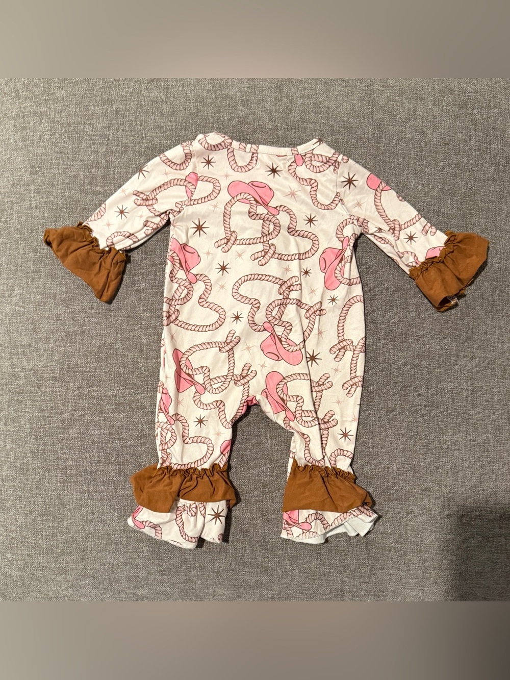 Marie Nicole Pink Rope & Stars Ruffle Romper 3-6m - Picture 3 of 3